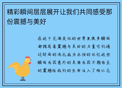 精彩瞬间层层展开让我们共同感受那份震撼与美好